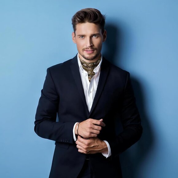 ⚡Men Dull Green Necktie 27.5 Inches Cowboy Scarves Pocket Square Silk Bandanas - Picture 4 of 9